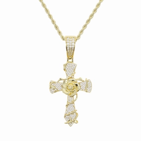 Wholesale Cross Personality Creative Rose Hip-Hop Necklace