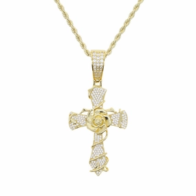 Wholesale Cross Personality Creative Rose Hip-Hop Necklace