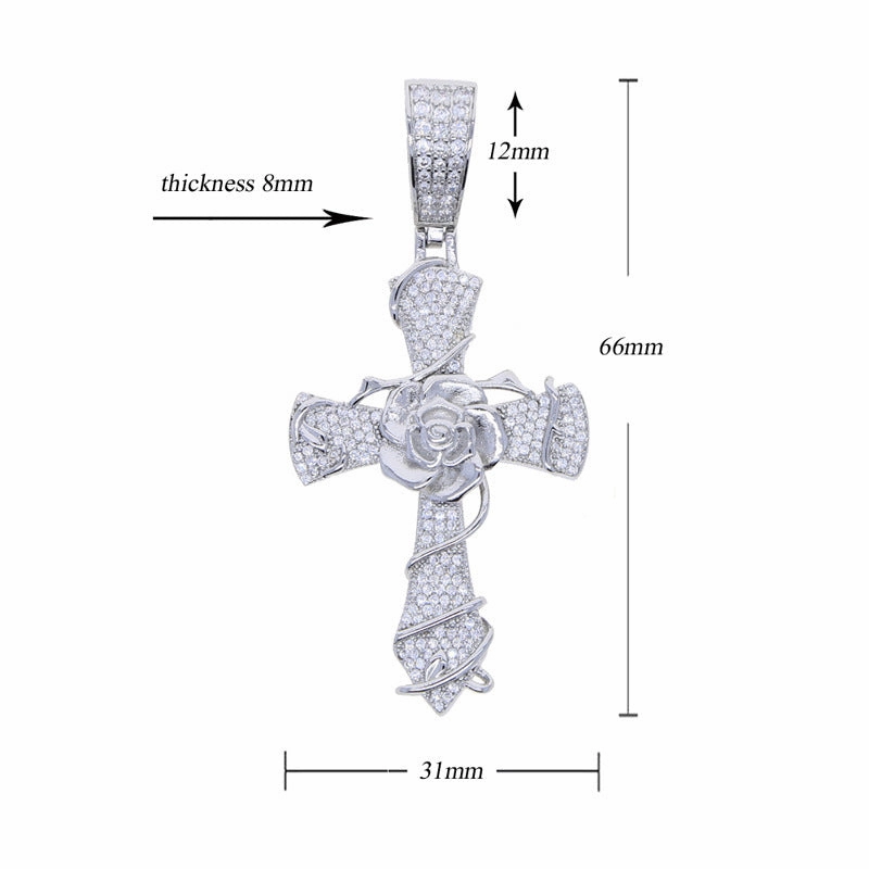 Wholesale Cross Personality Creative Rose Hip-Hop Necklace