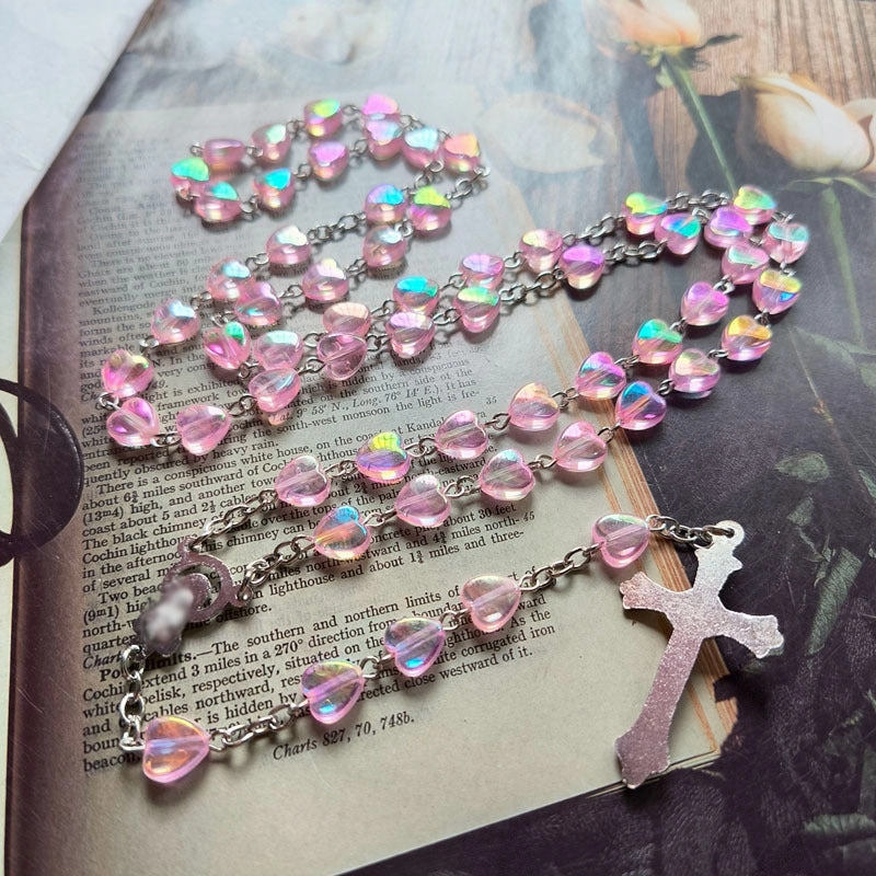 Wholesale Cross Pink Heart Necklace Sweet Necklace