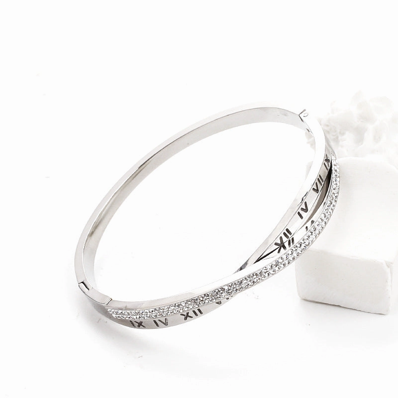 Wholesale Cross Roman Titanium Steel Hollow Bracelet
