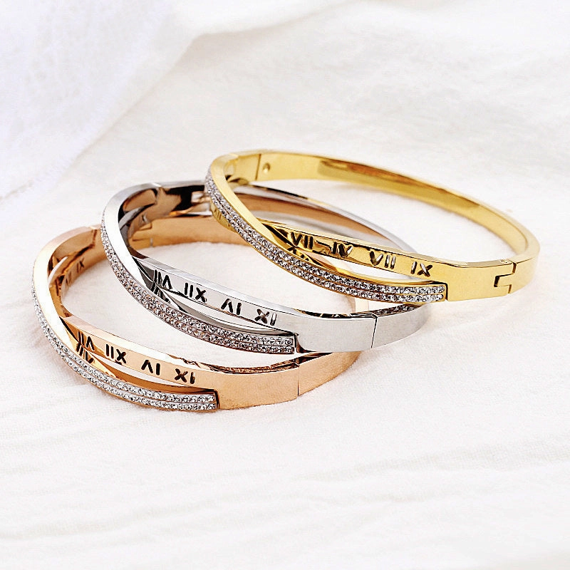 Wholesale Cross Roman Titanium Steel Hollow Bracelet
