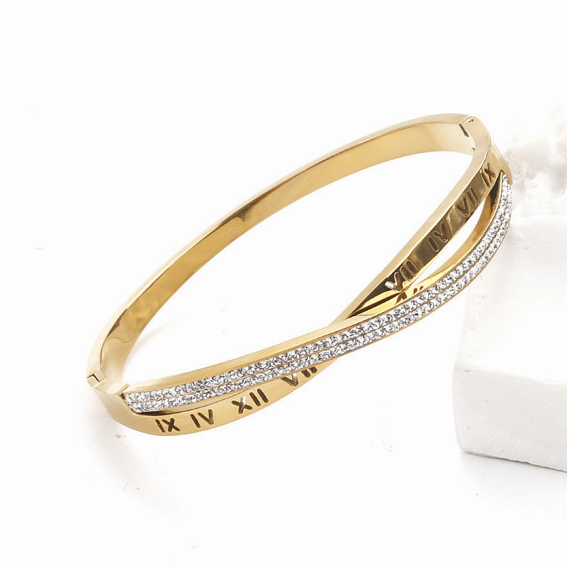 Wholesale Cross Roman Titanium Steel Hollow Bracelet