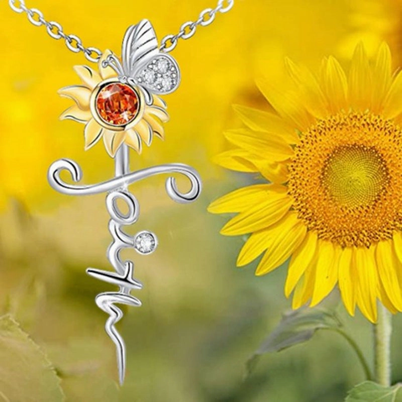 Wholesale Cross Sunflower Necklaces