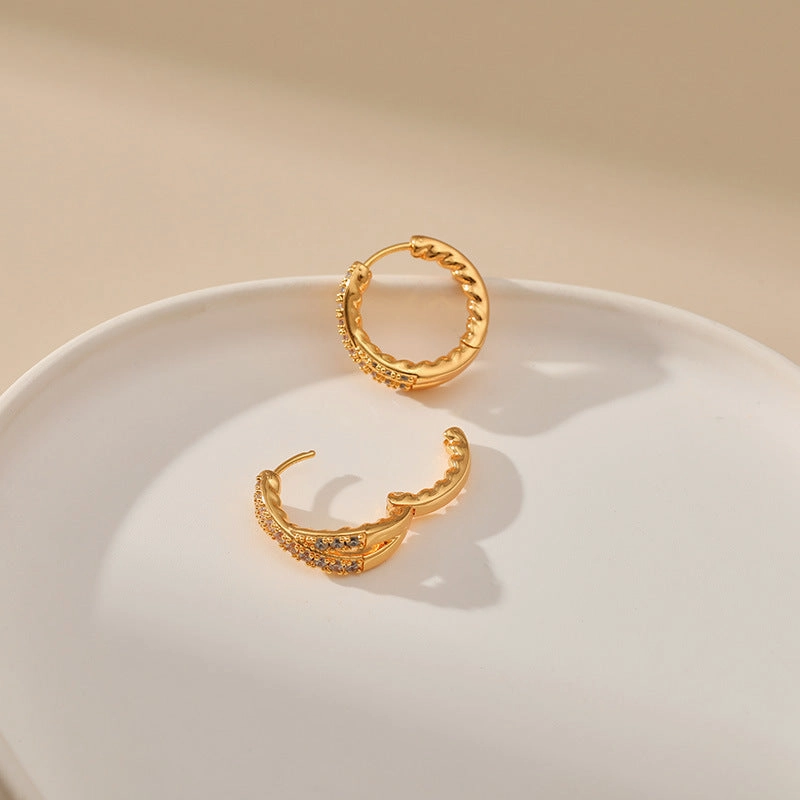 Wholesale Cross Wrap Small Gold Plated Earrings