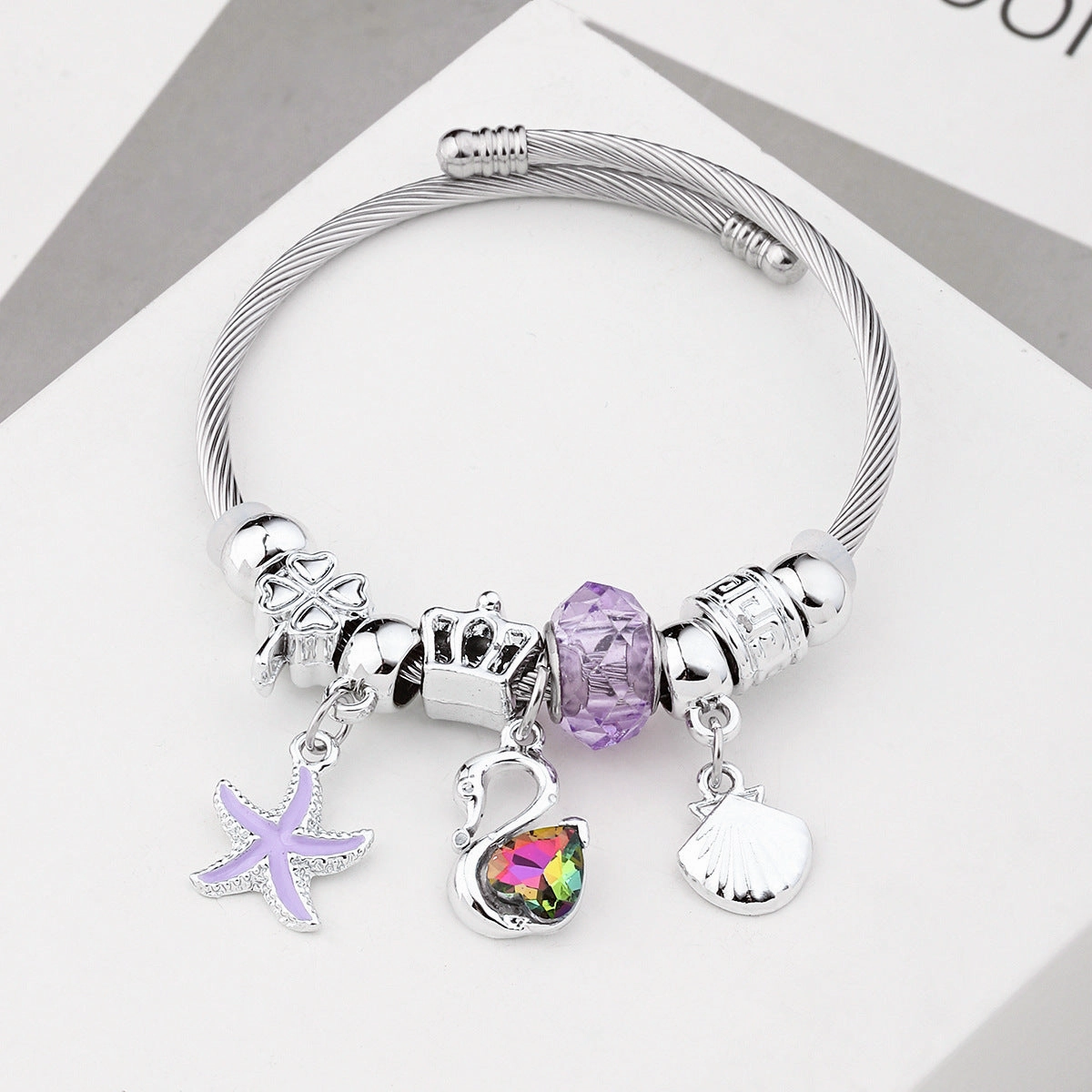 Wholesale Crystal Beads Stainless Steel Bracelet