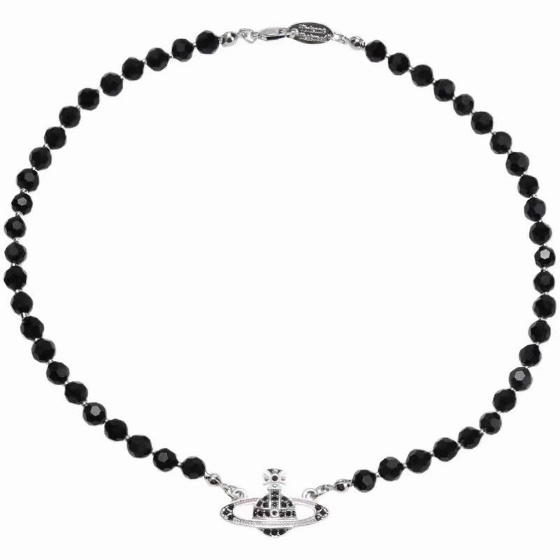 Wholesale Crystal Black Pearl Necklace Vintage Clavicle Chain