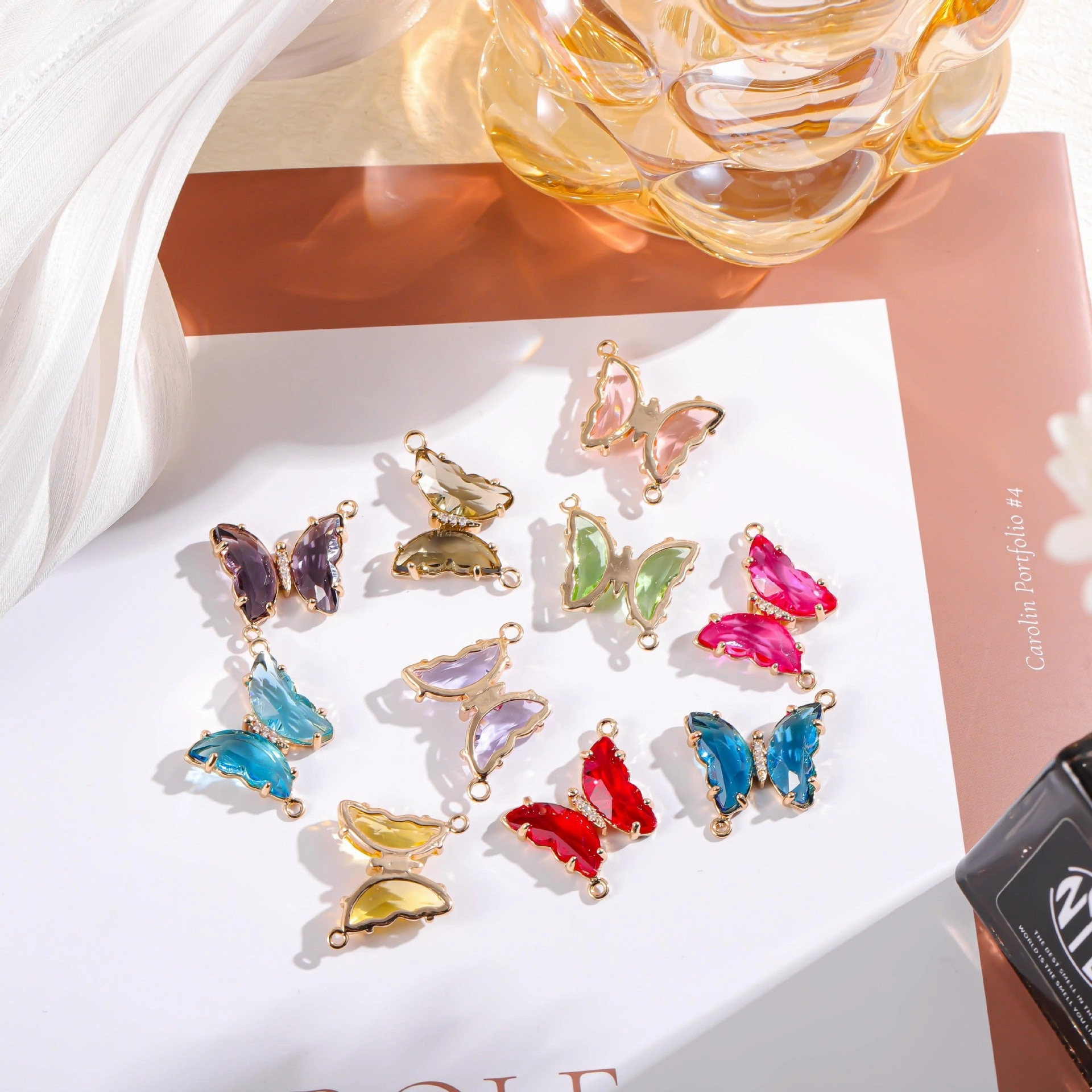 Wholesale Crystal Butterfly Double Pendant