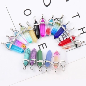 Wholesale Crystal Hexagonal Bullet Hexahedron Necklace Accessories