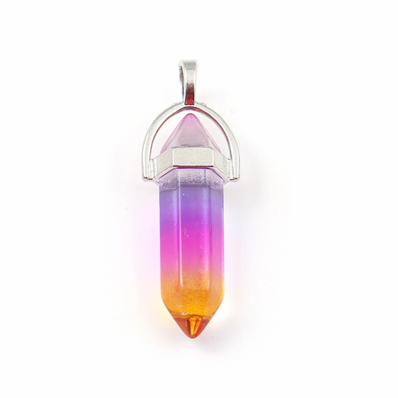 Wholesale Crystal Hexagonal Bullet Hexahedron Necklace Accessories