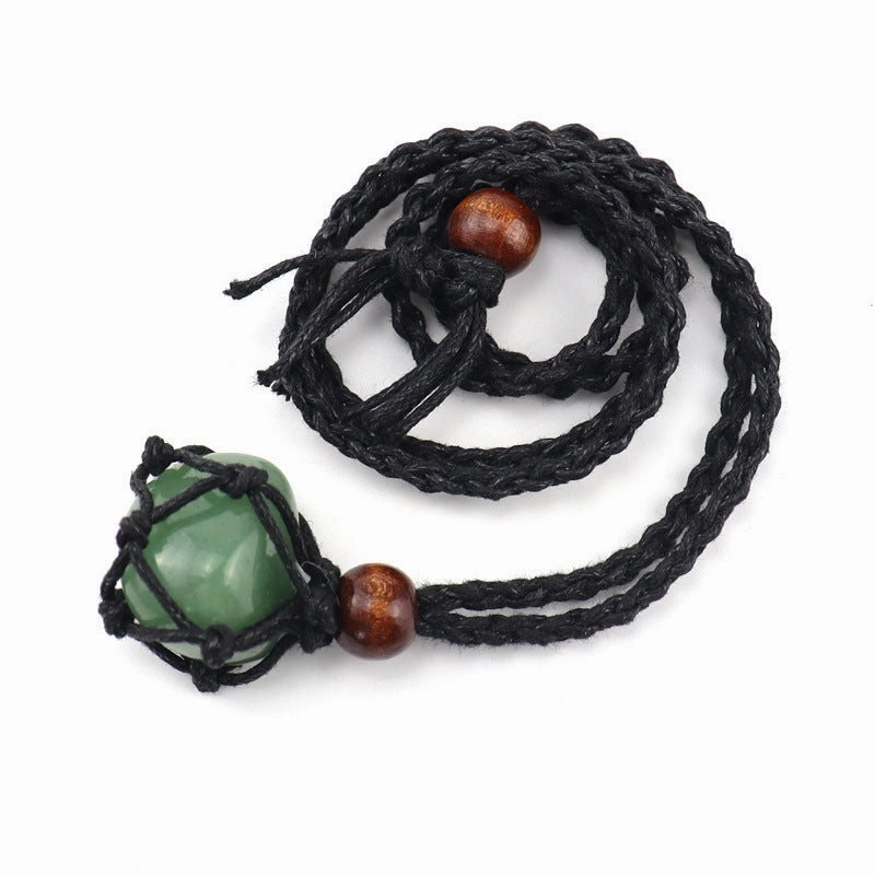Wholesale Crystal Natural Stone Black Net Pocket Weaving Metable Necklace