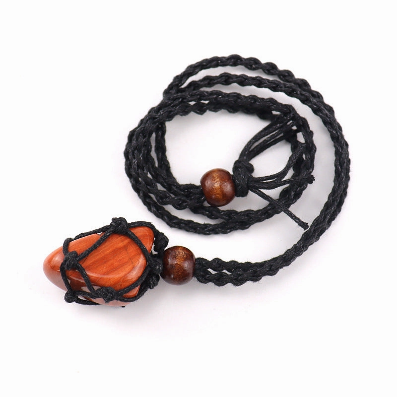 Wholesale Crystal Natural Stone Black Net Pocket Weaving Metable Necklace