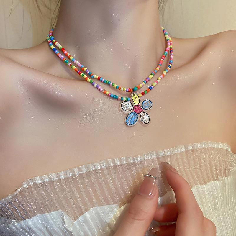 Wholesale Crystal Pearl Flower Heart Plastic Beaded Necklaces