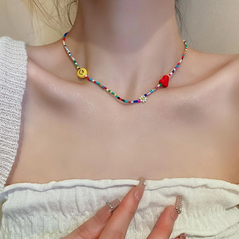 Wholesale Crystal Pearl Flower Heart Plastic Beaded Necklaces