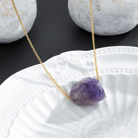 Wholesale Crystal Rough Stone Irregular Natural Stone Pendant Necklace