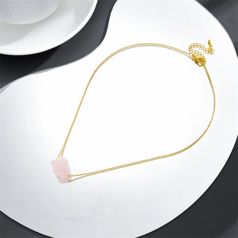 Wholesale Crystal Rough Stone Irregular Natural Stone Pendant Necklace