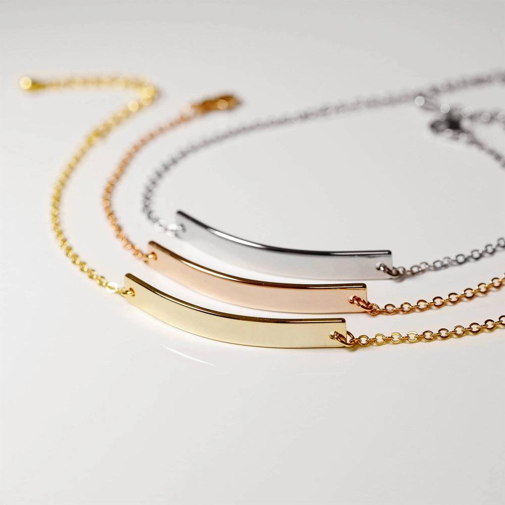 Wholesale Custom Engraved Adjustable Chain with Curved Stainless Steel Bracelets !Please Contact Us WhatsApp: 86 151 6820 1735 Custom Service for Help