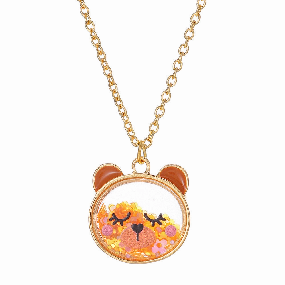 Wholesale cute cat frog bear children's necklace containing activity sequins dopamine necklace