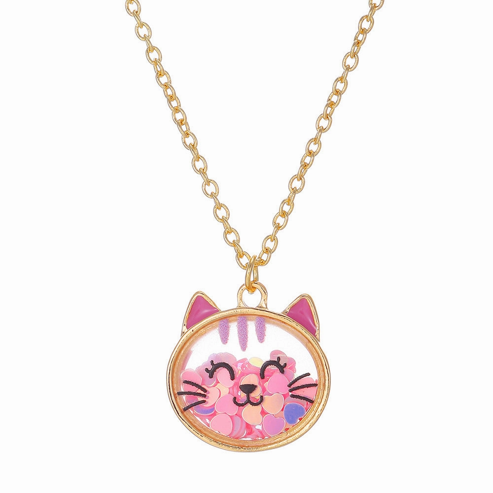 Wholesale cute cat frog bear children's necklace containing activity sequins dopamine necklace