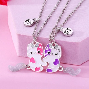Wholesale Cute Cat Magnet Alloy Necklace Set