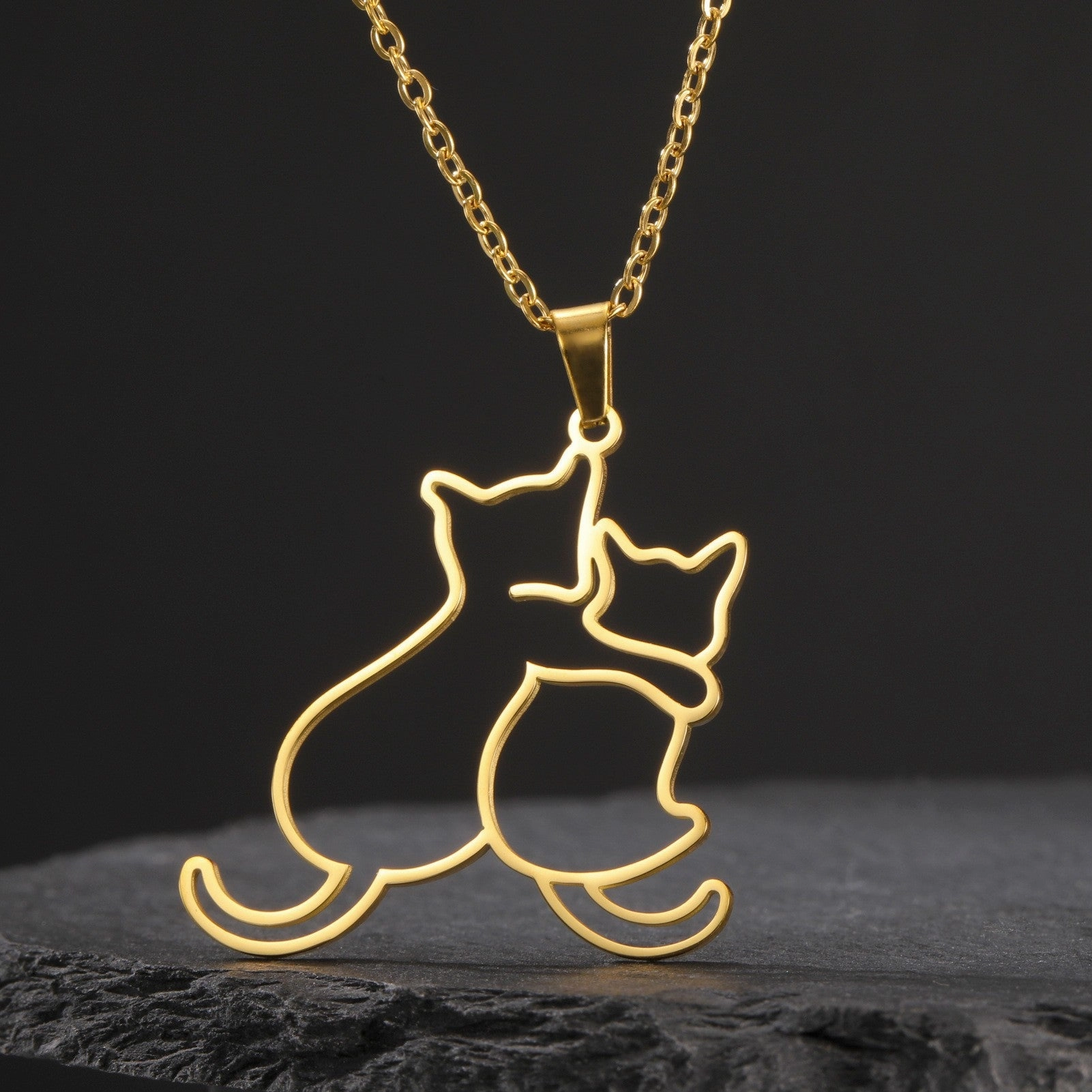 Wholesale Cute Fashion Kitten 304 Stainless Steel Necklace