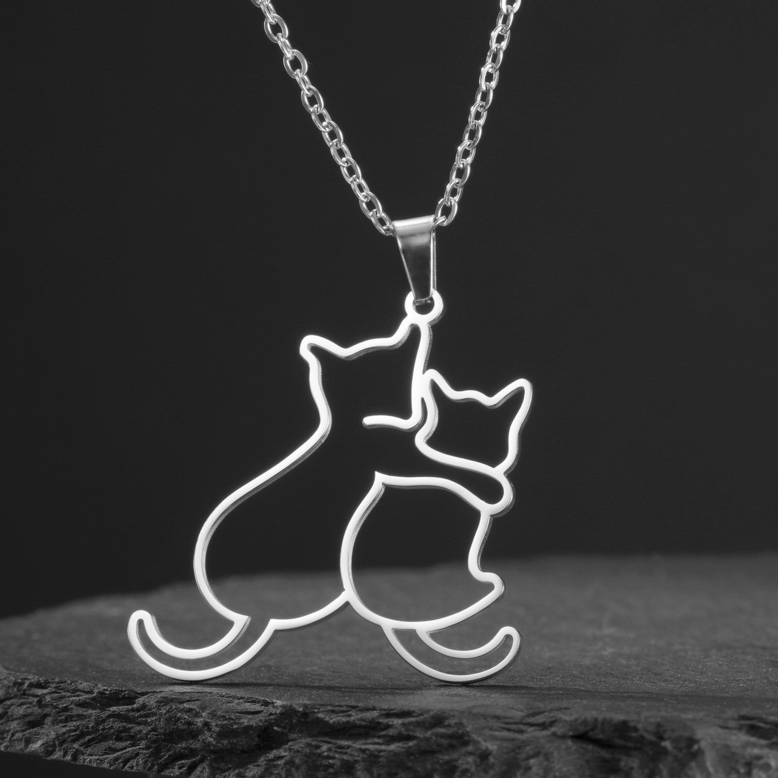 Wholesale Cute Fashion Kitten 304 Stainless Steel Necklace