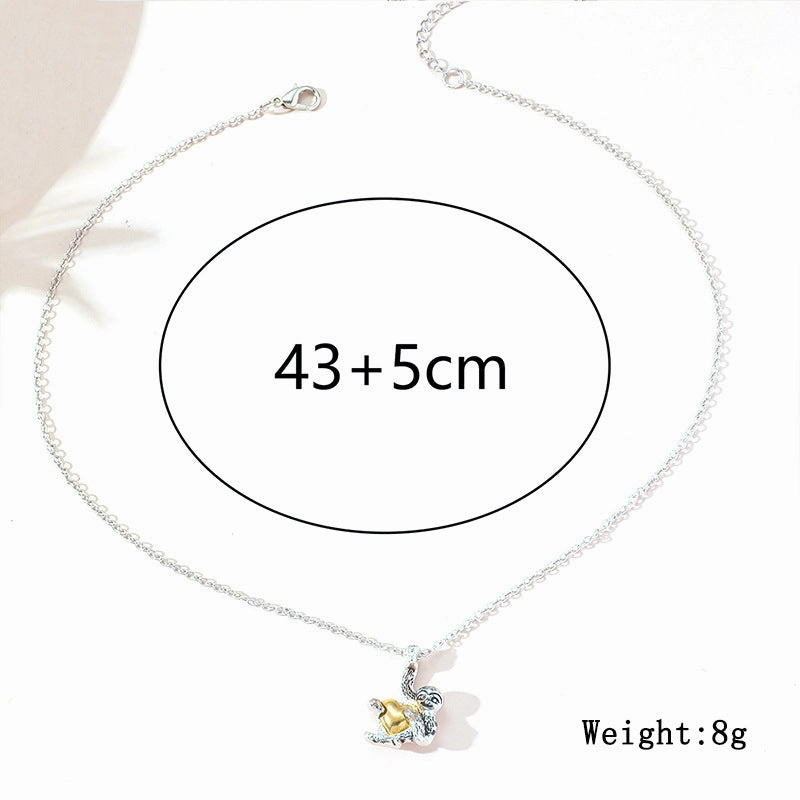 Wholesale Cute Little Animal Sloth Heart Vintage Necklaces