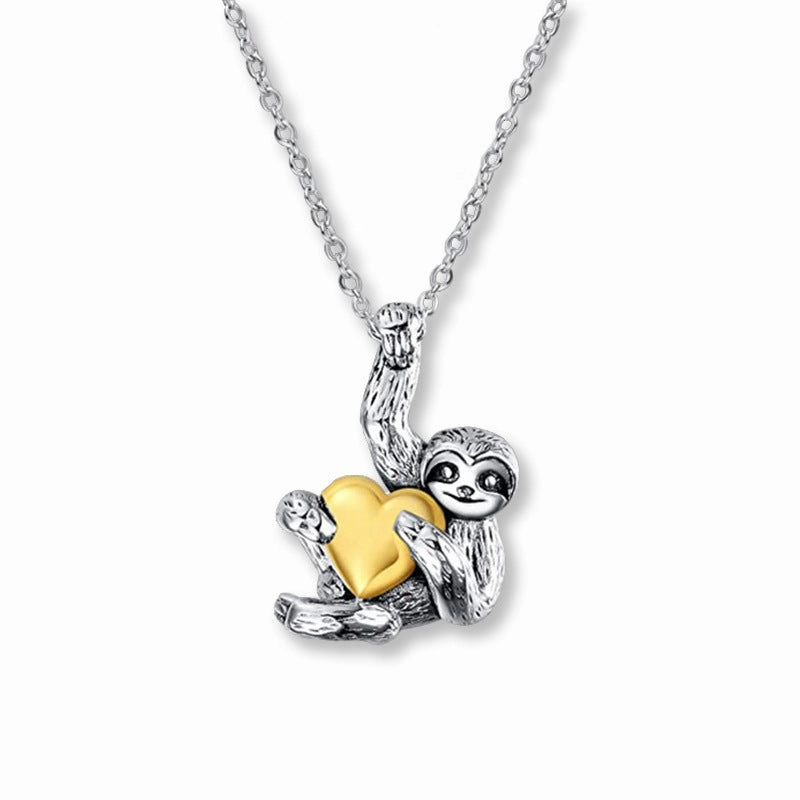 Wholesale Cute Little Animal Sloth Heart Vintage Necklaces