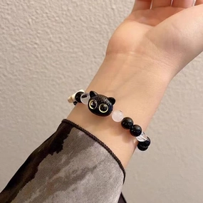 Wholesale Cute Monster Black Sesame Cat Couple Bracelet