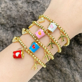 Wholesale Cute Niche Airplane Love Cup Pendant Beaded Bracelet