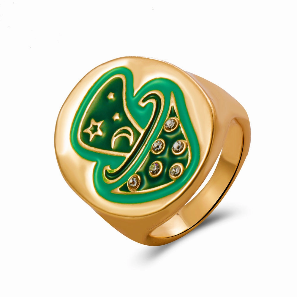 Wholesale Cute Oil Drop Mushroom Alloy Rings