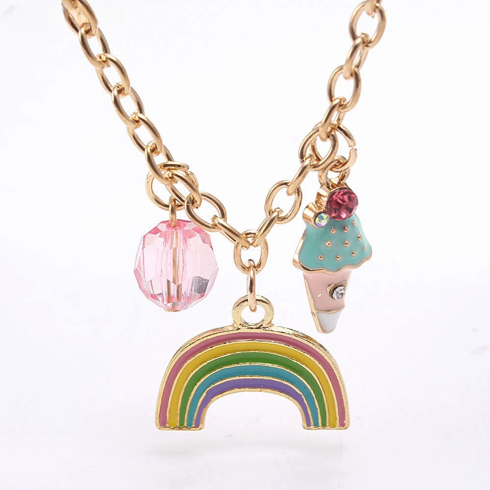 Wholesale Cute Rainbow Drip Oil Alloy Pendant Bracelet