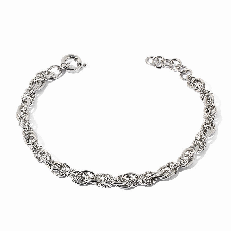 Wholesale d Heavy Work Metal Necklace Vintage Thick Chain Silver Accessory Collarbone Chain