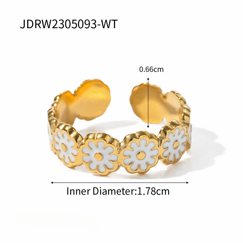 Wholesale Daisy Opening Adjustable Titanium Steel Plating Ring