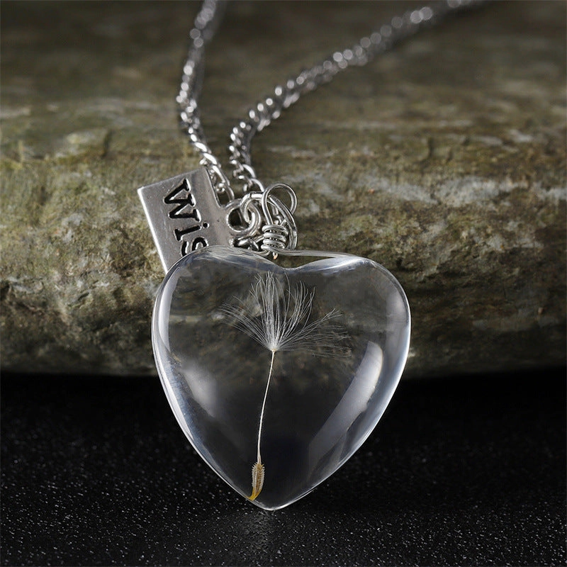 Wholesale Dandelion Oval Crystal Glass Niche High-end Gemstone Necklaces