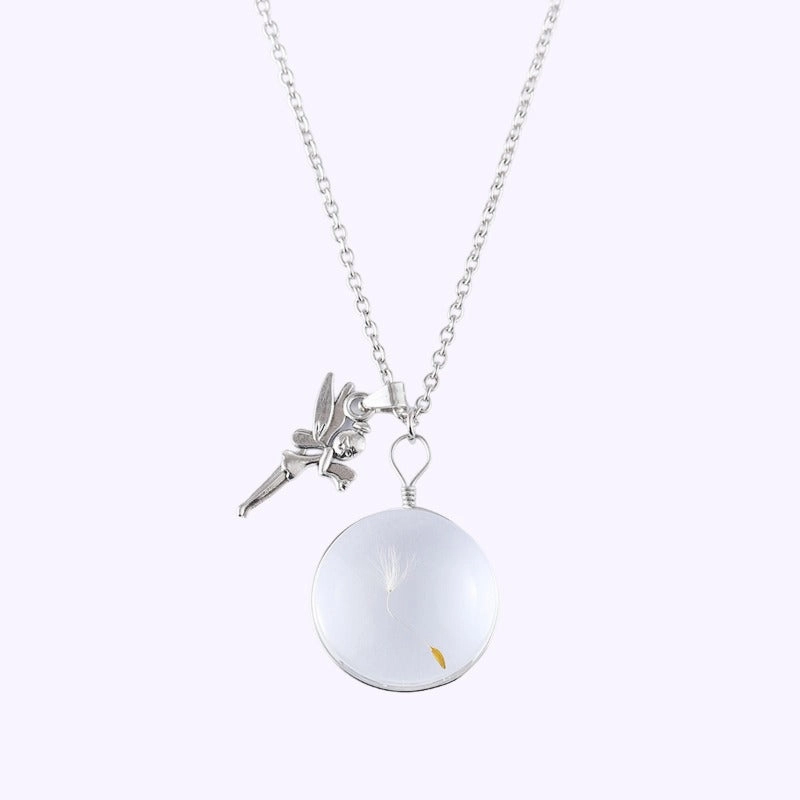 Wholesale Dandelion Oval Crystal Glass Niche High-end Gemstone Necklaces