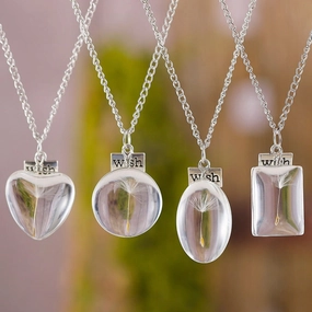 Wholesale Dandelion Oval Crystal Glass Niche High-end Gemstone Necklaces