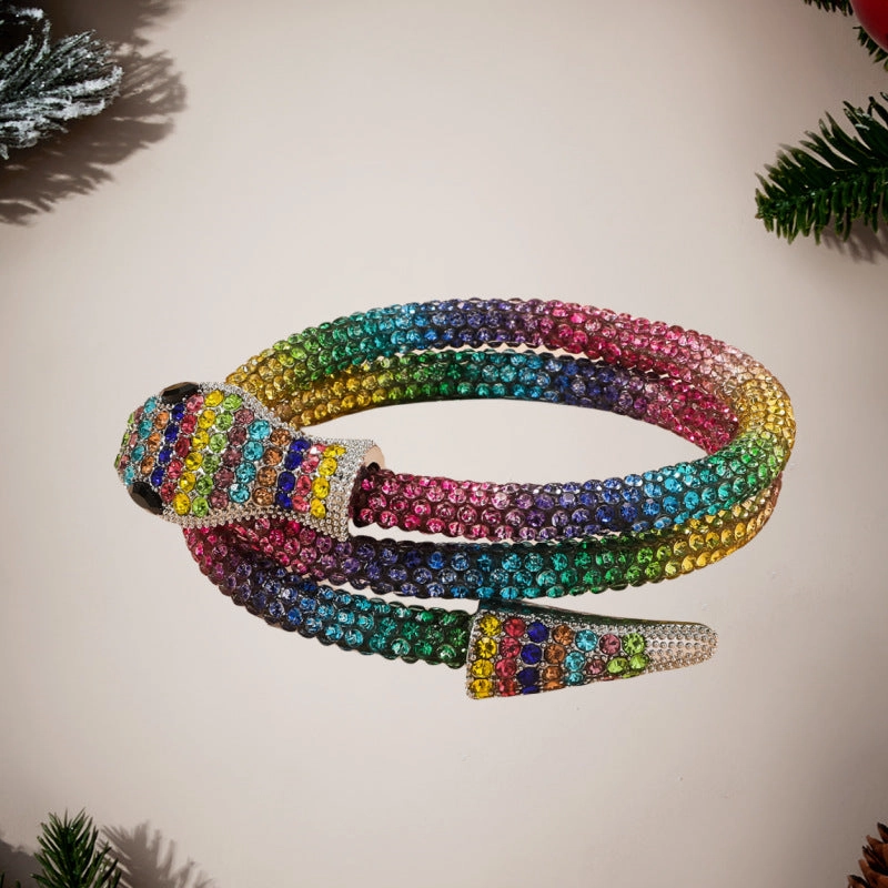 Wholesale Dark Alloy Inlaid Rhinestone Snake Wrapped Bracelets