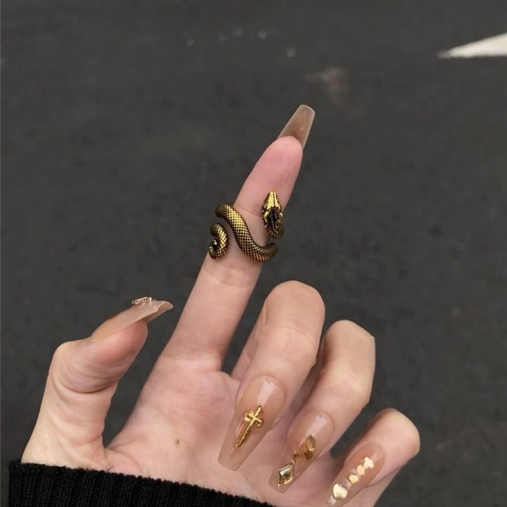 Wholesale Dark cold gold snake ring female punk adjustable