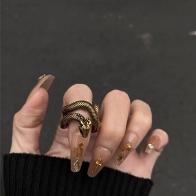 Wholesale Dark cold gold snake ring female punk adjustable