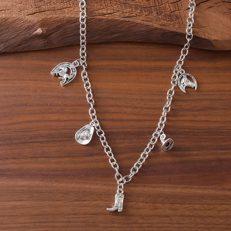 Wholesale Dark Multi-style Skull Boots Niche Fashion Alloy Retro Necklaces