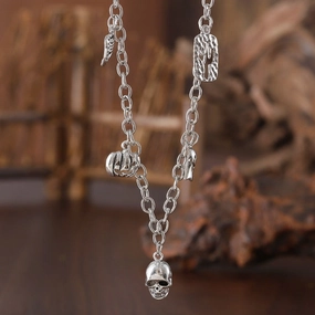 Wholesale Dark Multi-style Skull Boots Niche Fashion Alloy Retro Necklaces