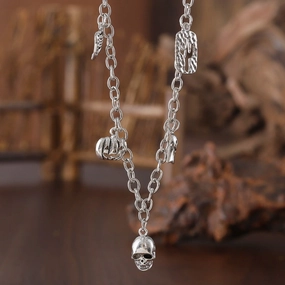Wholesale Dark Multi-style Skull Boots Niche Fashion Alloy Retro Necklaces