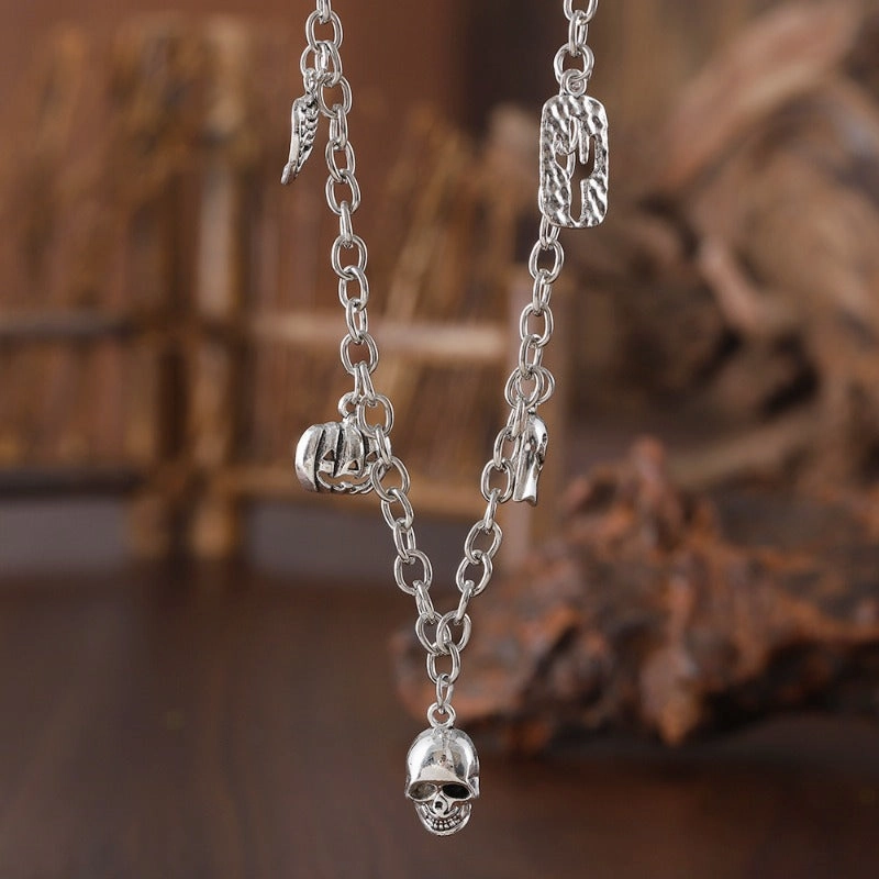 Wholesale Dark Multi-style Skull Boots Niche Fashion Alloy Retro Necklaces