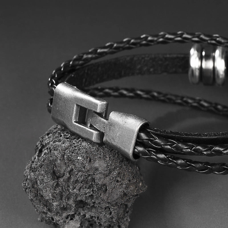 Wholesale Dark Spider Punk Pair Button Handwoven Men's Bracelets
