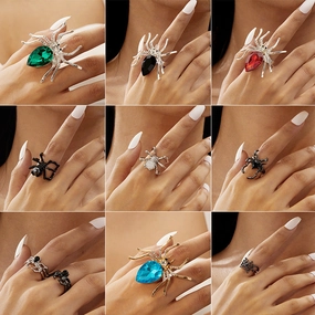 Wholesale Dark Style Halloween Personality Exaggerated Hip-Hop Spider Rings