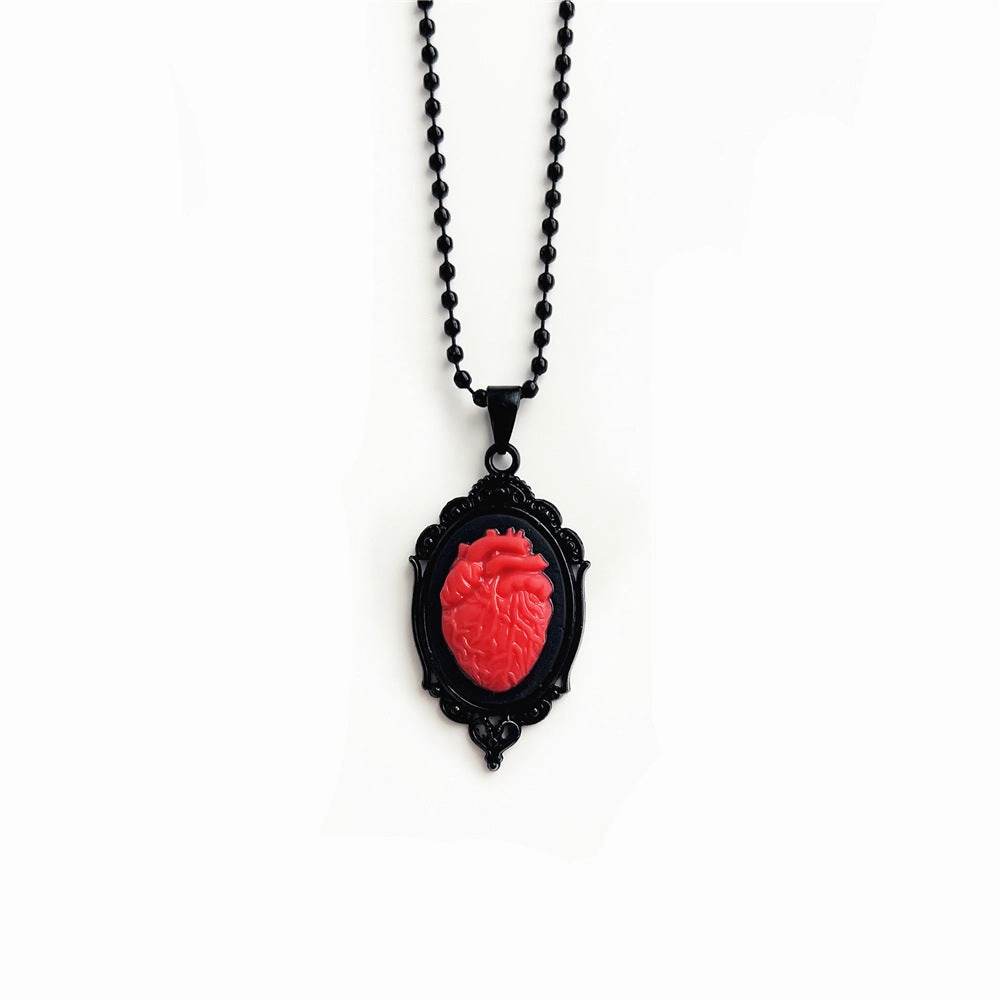 Wholesale Dark Vampire Flower Heart Mirror Alloy Necklaces