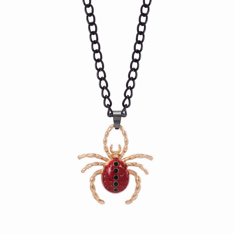 Wholesale Dark Wind Halloween Spider Punk Men and Women Spider Web Necklace Alloy Necklace