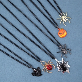 Wholesale Dark Wind Halloween Spider Punk Men and Women Spider Web Necklace Alloy Necklace
