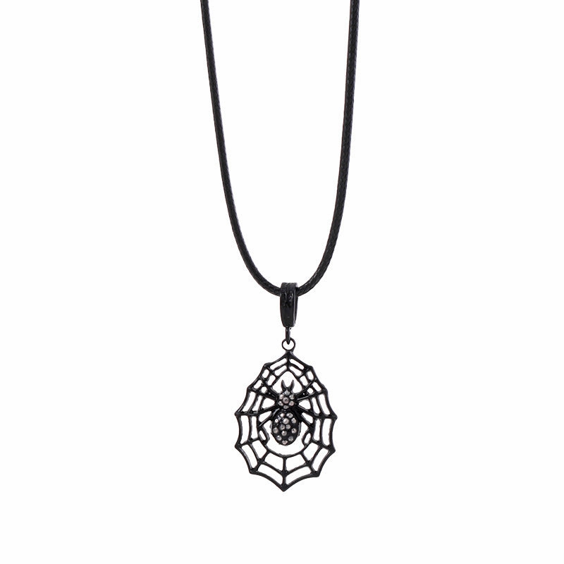 Wholesale Dark Wind Halloween Spider Punk Men and Women Spider Web Necklace Alloy Necklace